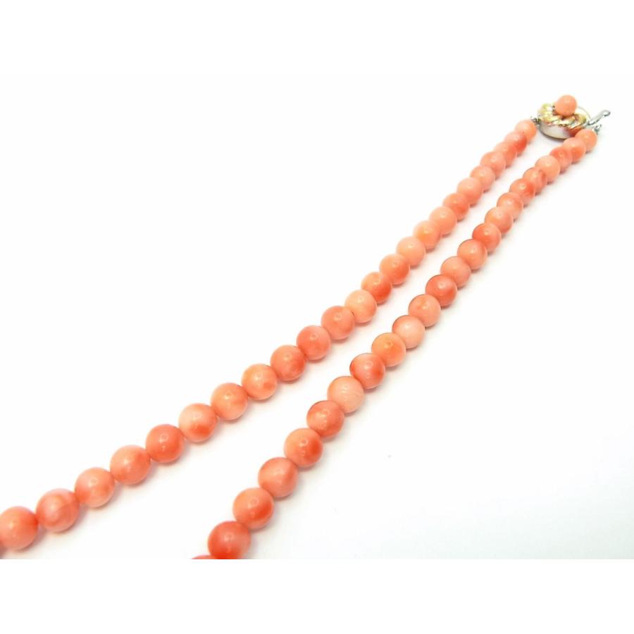 天然桃色珊瑚　5.3〜9.7ミリ丸珠　４６ｃｍネックレス 卸価格でご奉仕　商品動画あり　送料無料