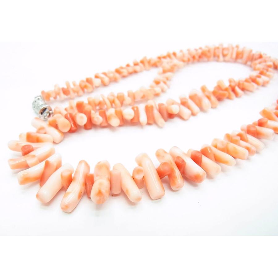 天然桃色珊瑚 枝珊瑚で組んだ 75cm ロングネックレス 卸価格でご