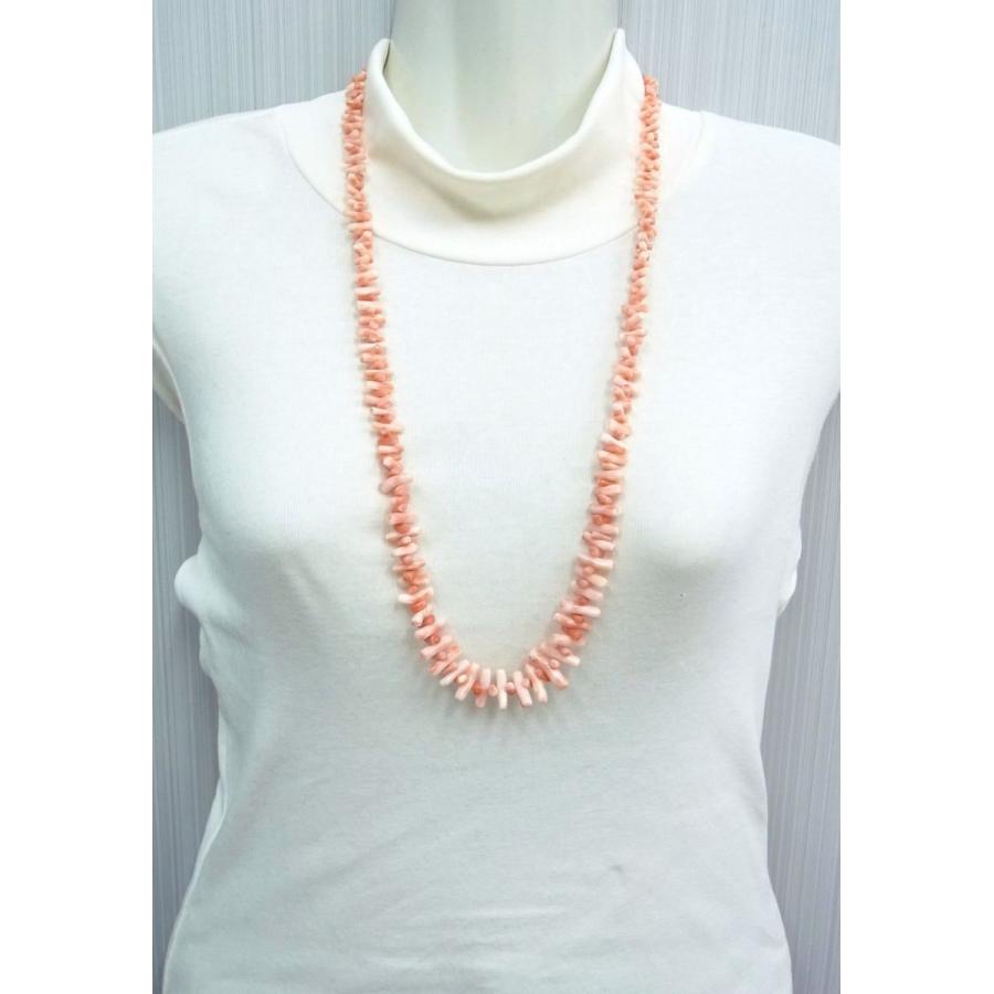 天然桃色珊瑚 枝珊瑚で組んだ 75cm ロングネックレス 卸価格でご