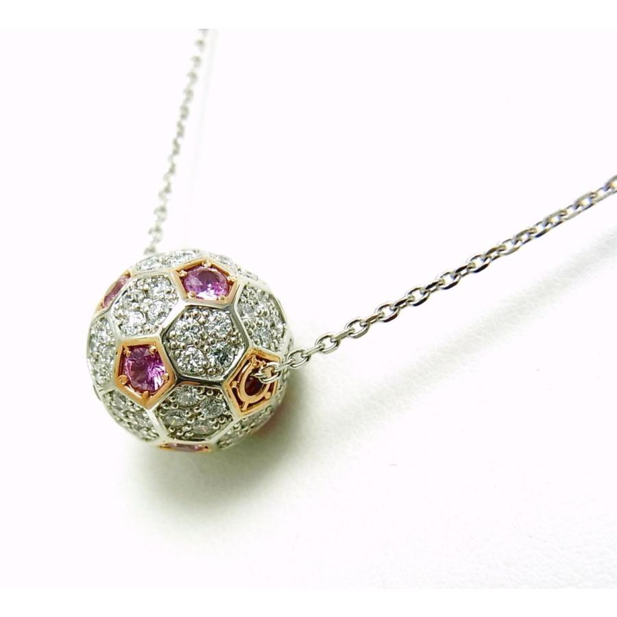 プラチナ製サッカーボール/天然ダイヤ1.14ct 天然ピンクサファイア0.86 