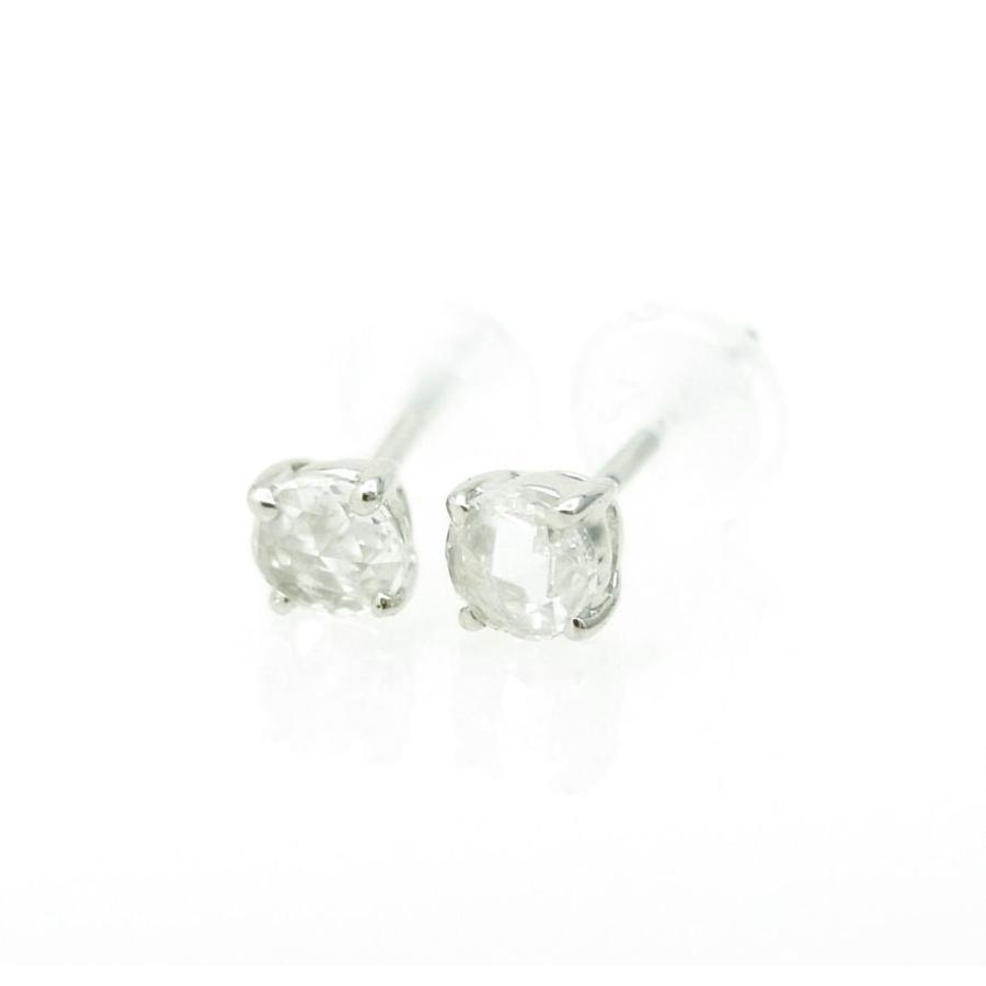 ローズカット上質石 天然ダイヤモンド 合計0.14ct 一粒石ピアス 