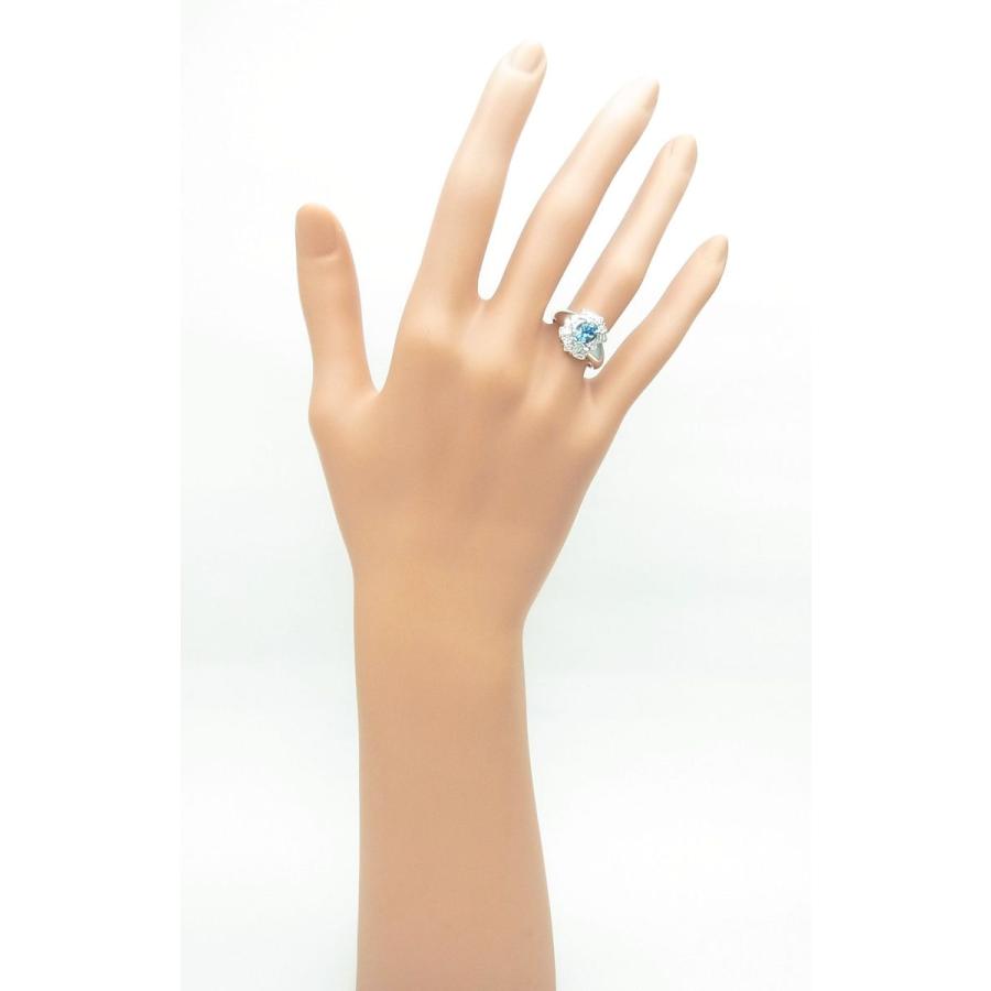 綺麗ブルー/天然アクアマリンサンタマリア 上質石 0.87ct 天然ダイヤ取 