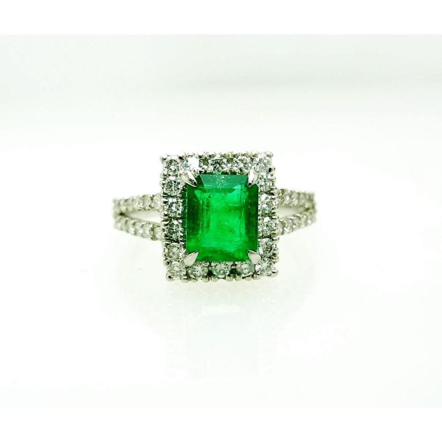 コロンビア産ヴィヴィットグリーン鑑別付 天然エメラルド1.14ct ダイヤ