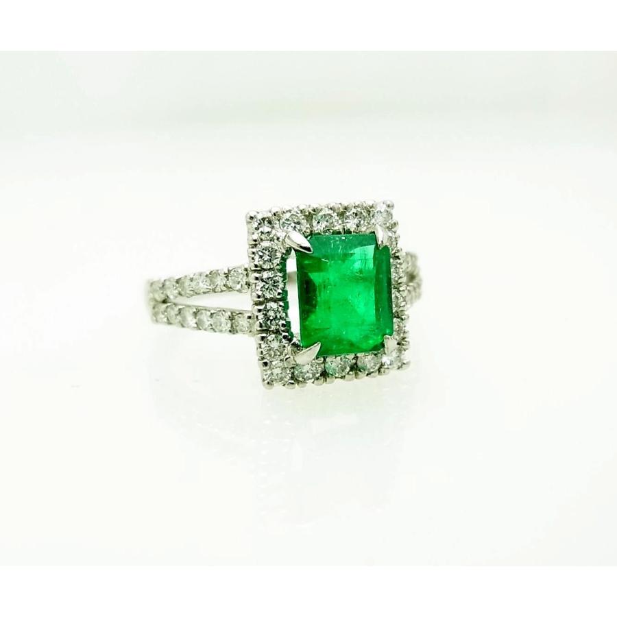 コロンビア産ヴィヴィットグリーン鑑別付 天然エメラルド1.14ct ダイヤ 