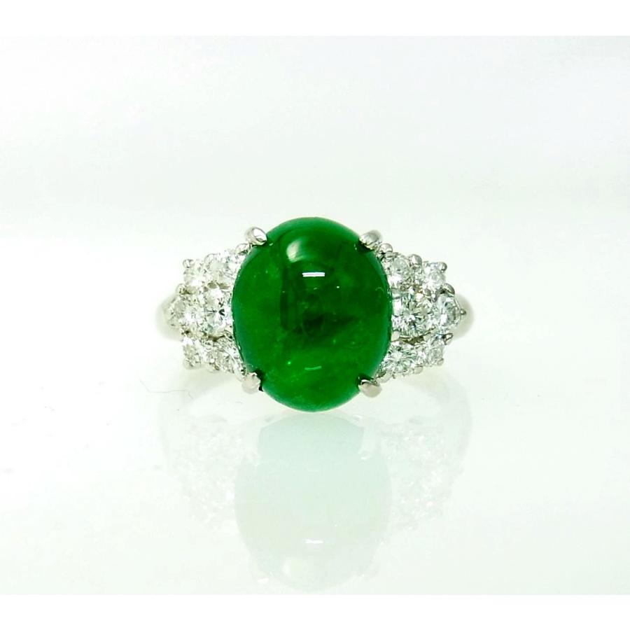 コロンビア産 カボションカット上質色 大粒 天然エメラルド4.03ct