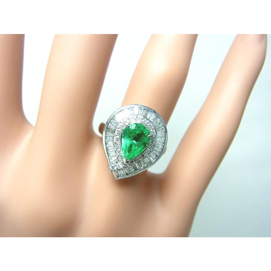 鮮やかな緑色/涙型カット/天然エメラルド 1.16ct 天然ダイヤ0.91 鮮やかな緑色/涙型カット/天然エメラルド 1.16ct 天然ダイヤ0.91