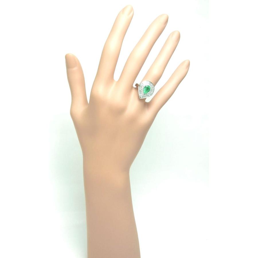 鮮やかな緑色/涙型カット/天然エメラルド 1.16ct 天然ダイヤ0.91ct 