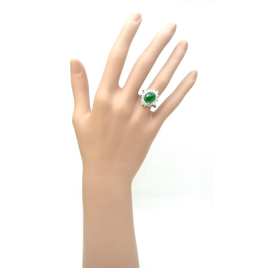 高級 翡翠約2.5ct ダイヤ プラチナ リング　含浸処理なし　天然翡翠　美品 高級 翡翠約2.5ct ダイヤ プラチナ リング 含浸処理なし 天然