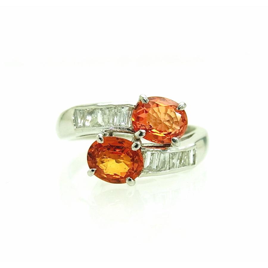 ビビットオレンジ 天然オレンジサファイア 1.43ct 天然ダイヤ0.35ct 