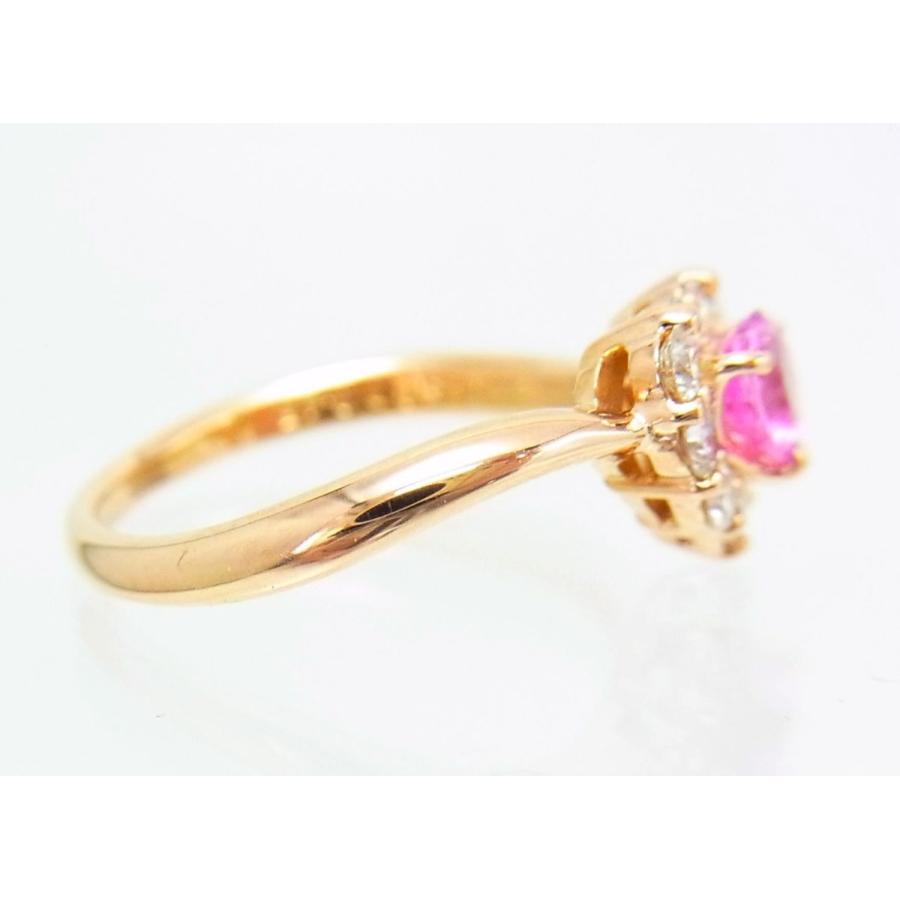 大変鮮やかピンク色 ハート形 天然ピンクサファイア 0.45ct ダイヤ取巻