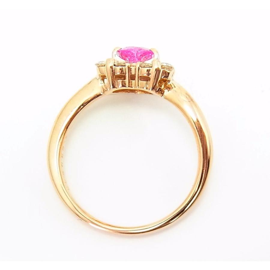 大変鮮やかピンク色 ハート形 天然ピンクサファイア 0.45ct ダイヤ取巻