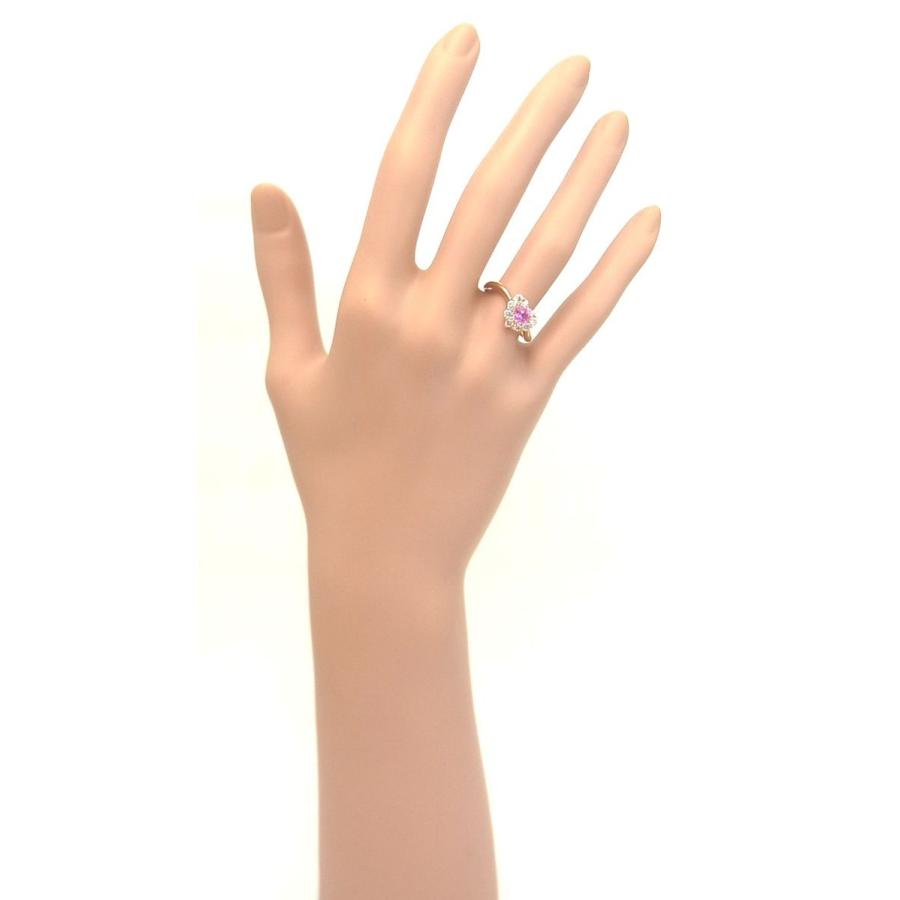 大変鮮やかピンク色 ハート形 天然ピンクサファイア 0.45ct ダイヤ取巻