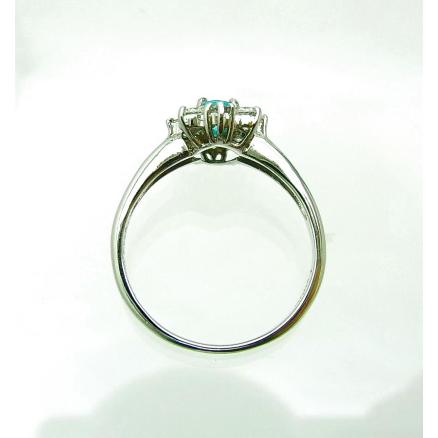 Brasil産　パライバトルマリン　ダイヤモンド　リング ブルーの強いブラジル産 天然パライバトルマリン0.246ct 天然ダイヤ取