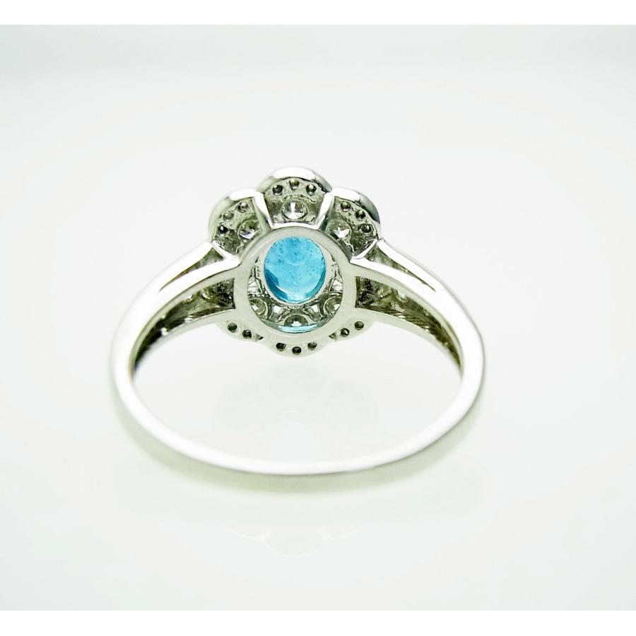 パライバトルマリン　リング　シンプル　プラチナ　15号　ブルーグリーン 超希少 ブラジル産強ブルー系 0.67ct パライバトルマリン ダイヤ0.72ct