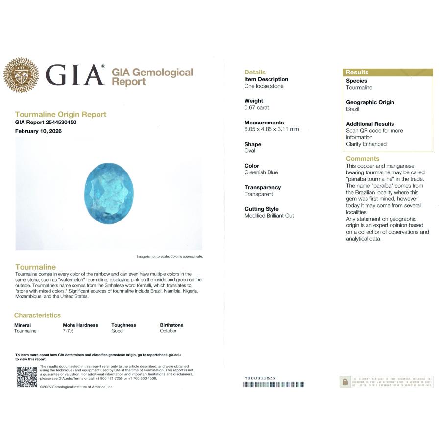 超希少 ブラジル産強ブルー系 0.67ct パライバトルマリン ダイヤ0.72ct 
