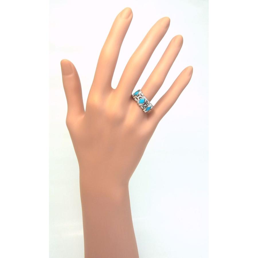 天然トルコ石 ターコイズ 天然ダイヤ 18金ホワイト製 幅広リング 卸