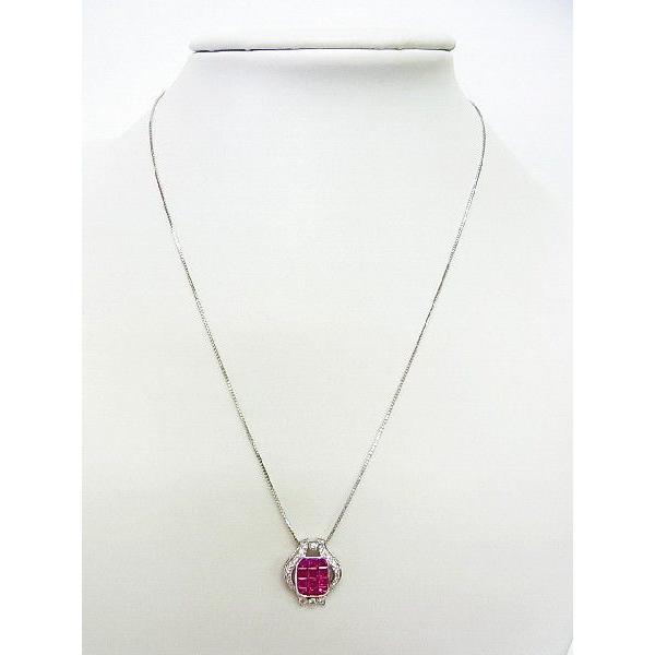 合計1.58ct 紅い 天然ルビー ミステリーセッティング 18金ホワイト製 