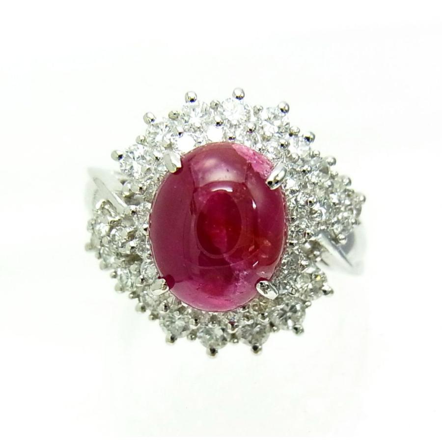 大きなカボションカットの3カラット石！天然ルビー 天然ダイヤモンド