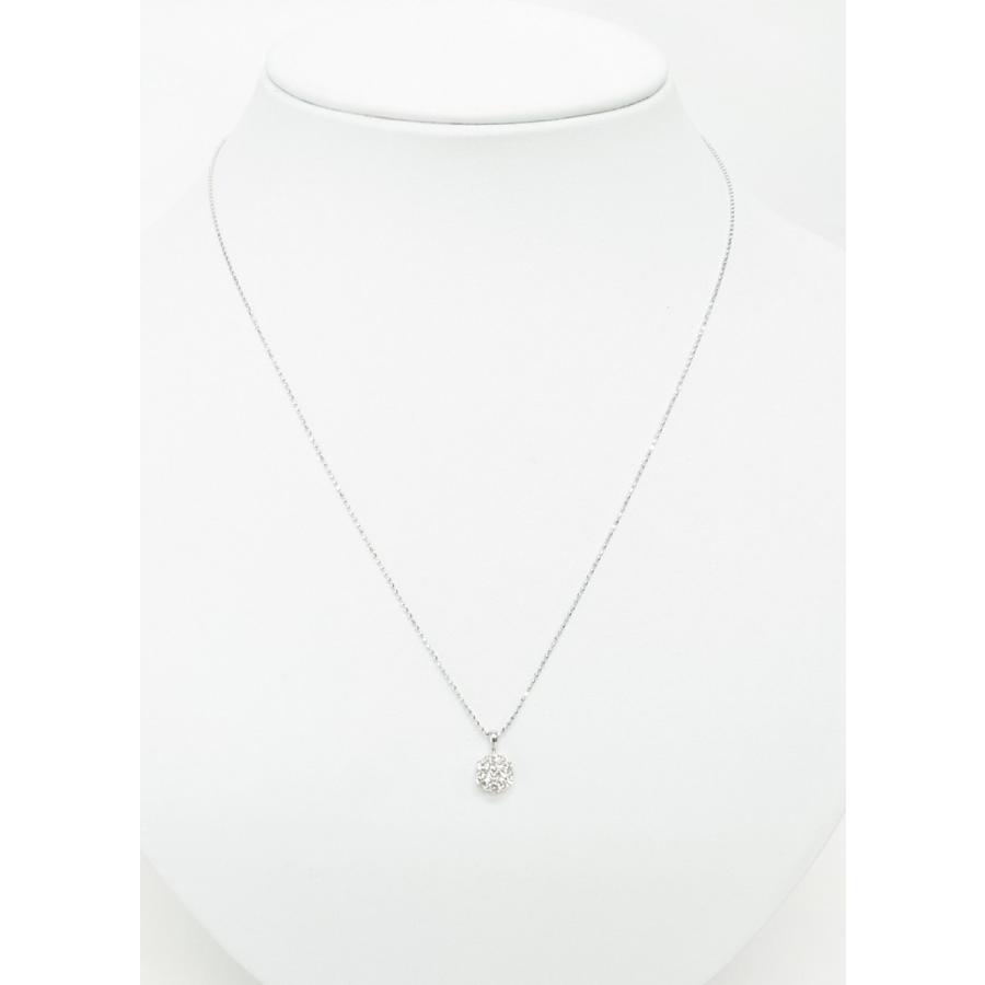 上質天然ダイヤモンド 7石0.50ct 花形 18金ホワイト製ペンダント 