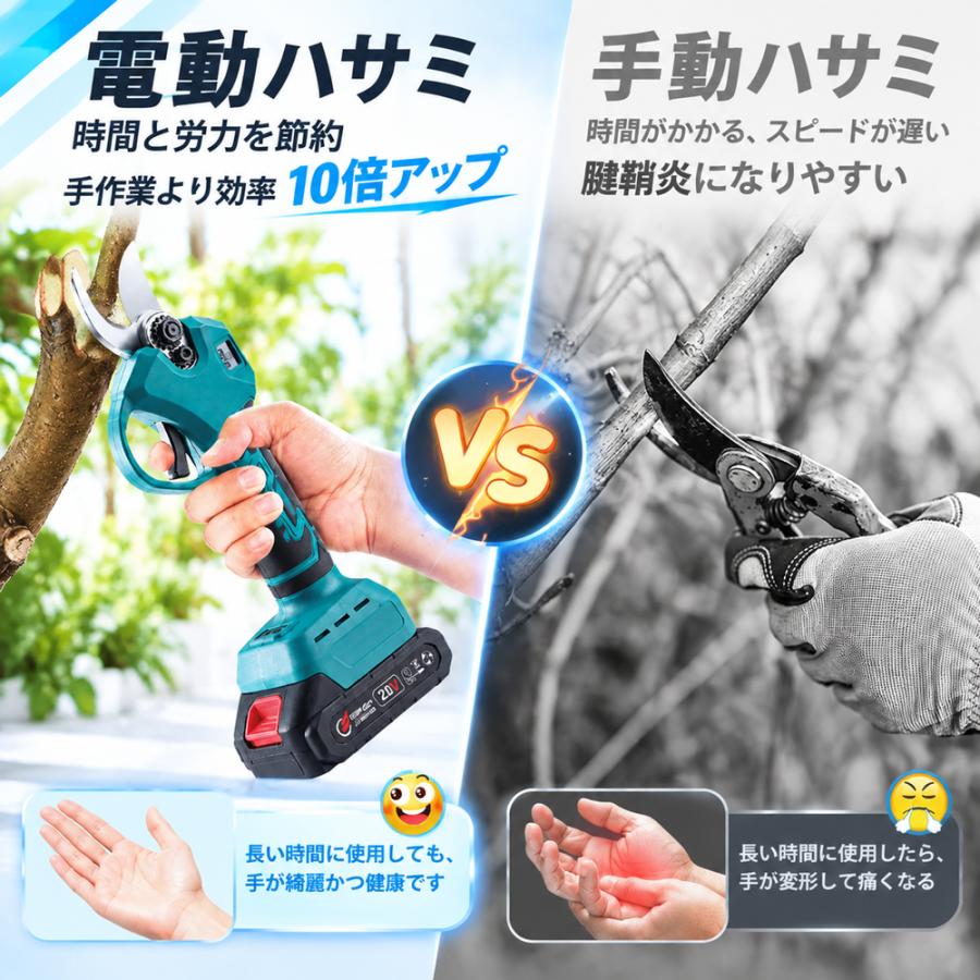 剪定ばさみ 充電式 マキタバッテリー互換 電動剪定ハサミ ブラシレス