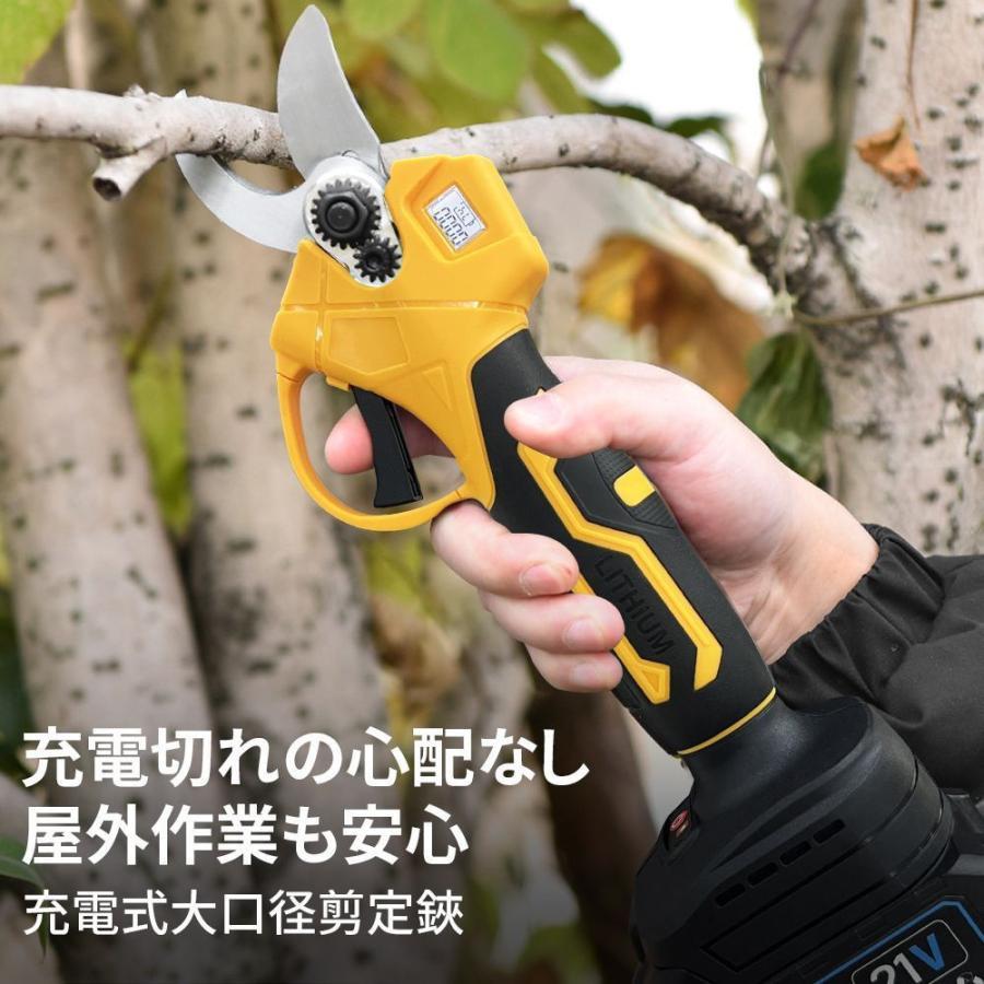 電動剪定バサミ 50mm切断径 充電式剪定ばさみ LED電池表示&切断回数 Amazon | 【2025新登場・50mm切断径】 電動剪定バサミ 4000mAh大容量