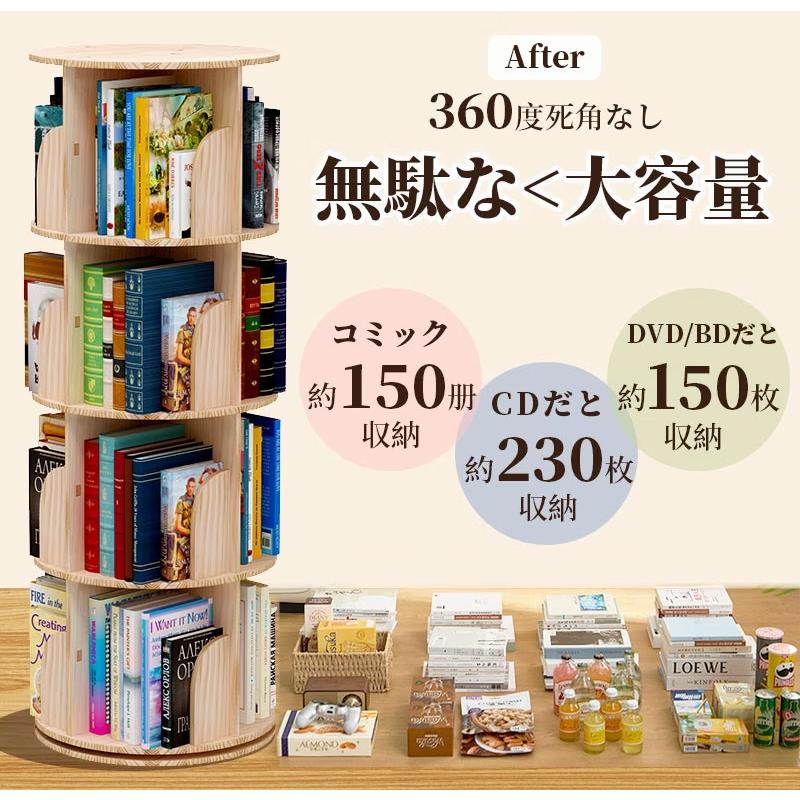 本棚 回転 絵本 大容量 省スペース コミックラック タイプ回転式