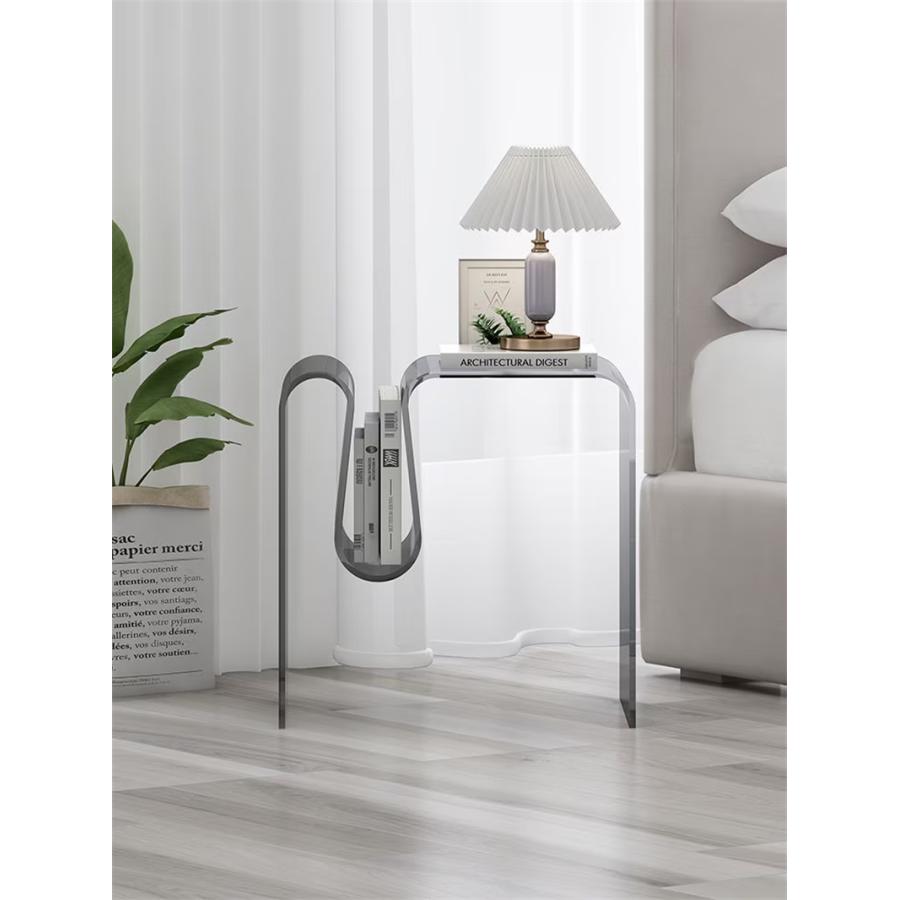 透明なコーヒーテーブル アクリル サイドテーブル 本棚のデザインと