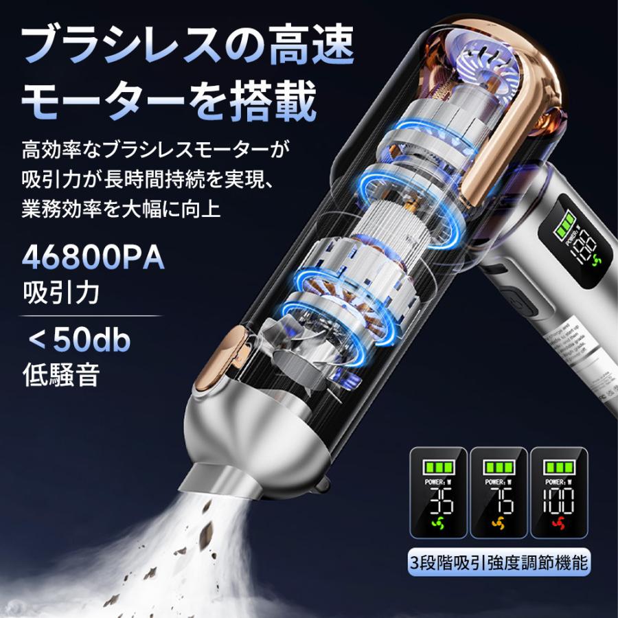 ハンディクリーナー コードレス掃除機 46800PA 強力吸引 6000mAh
