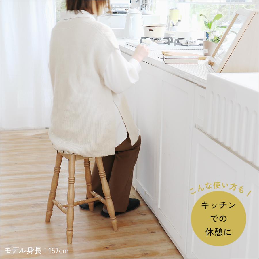 スツール 椅子 いす イス 腰掛 ロースツール 木製 キャンバス 丸椅子 アンティーク調 ナチュラル Calet Low Stool CAS-3610｜koti｜14