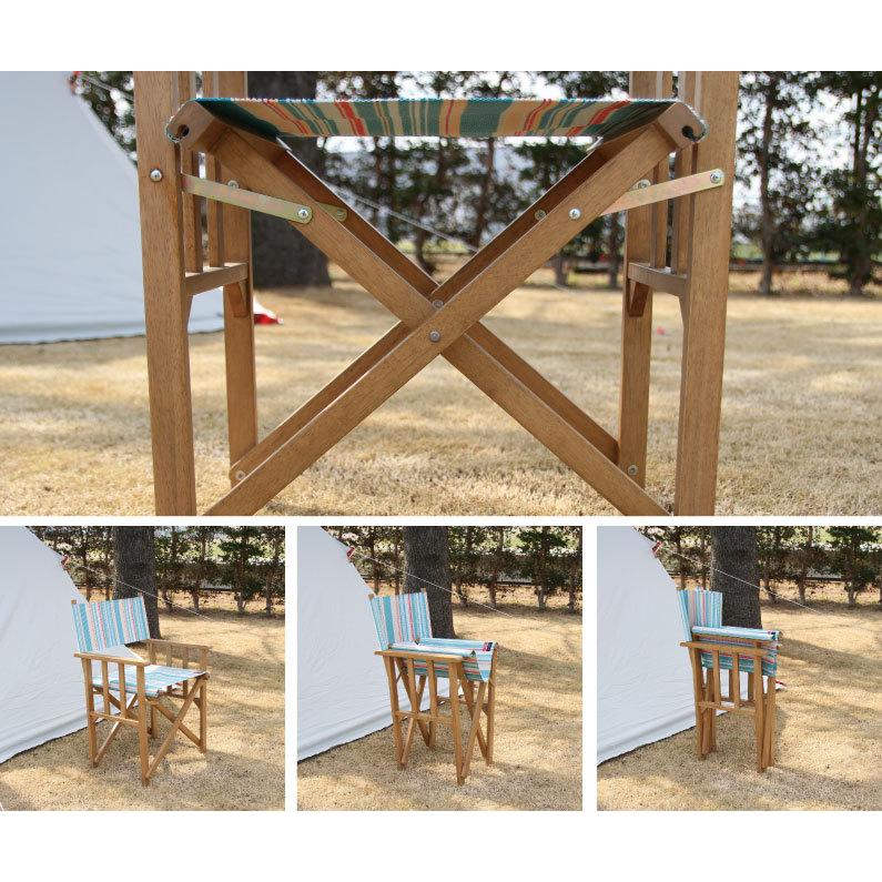 松右衛門帆を使用した折り畳みできる ウッドデッキチェア 松右衛門帆を