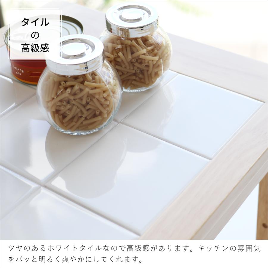 ICHIBA キッチンワゴン タイル 天板 引き出し付き キャスター ICHIBA キッチンワゴン タイル 天板 引き出し付き キャスター