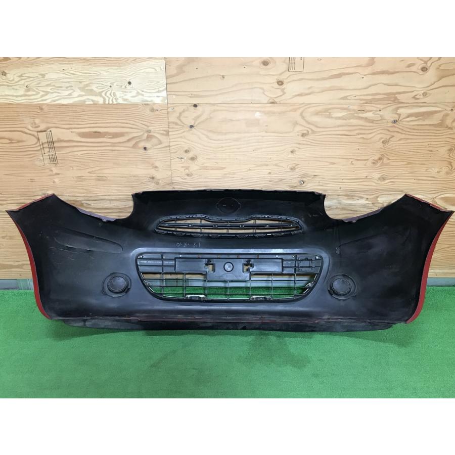 日産☆マーチ DBA-K13 純正 フロントバンパー バーニングレッド／AX6
