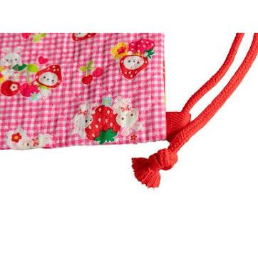 体操服袋✖️2 いちご刺繍　恐竜刺繍 恐竜 イチゴ イエロー ナップサック キルト 体操着 入れ 巾着 袋 2way