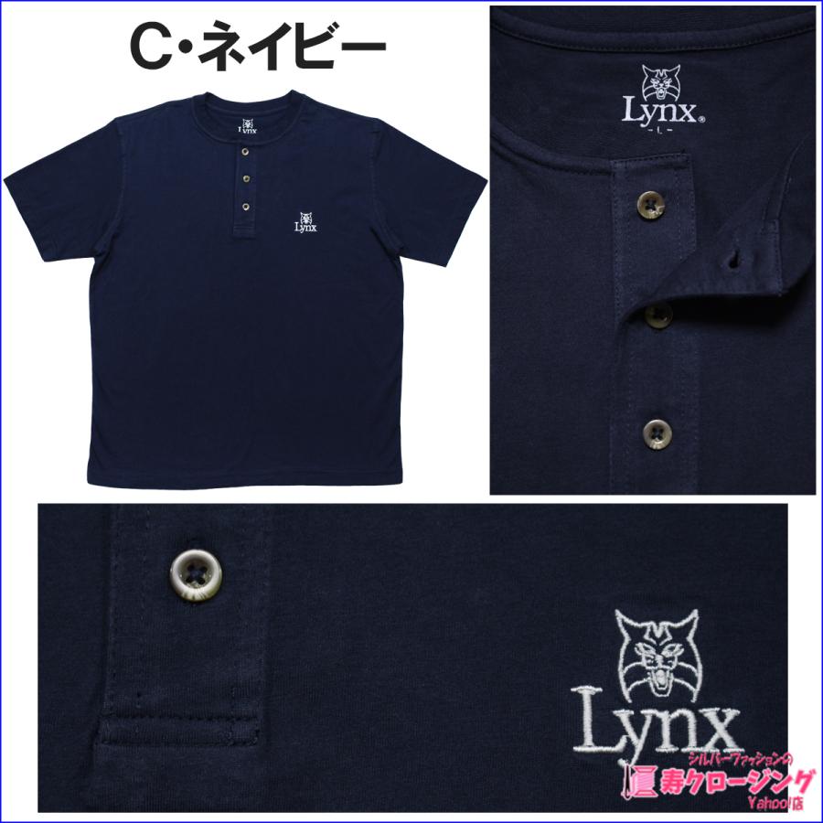リンクス ヘンリーネック Tシャツ 綿100％ ボタン 半袖 M L LL シニア