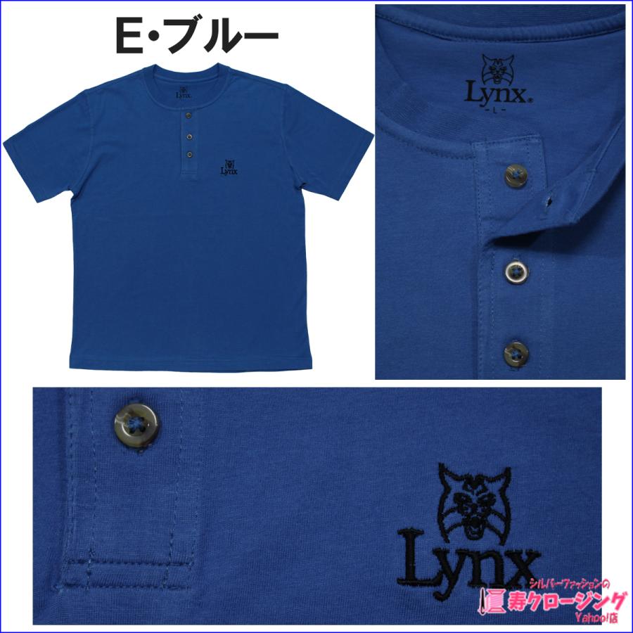 ジョンリンクス 人気 ヘンリーネック カットソー リンクス ヘンリーネック Tシャツ 綿100％ ボタン 半袖 M L LL シニア