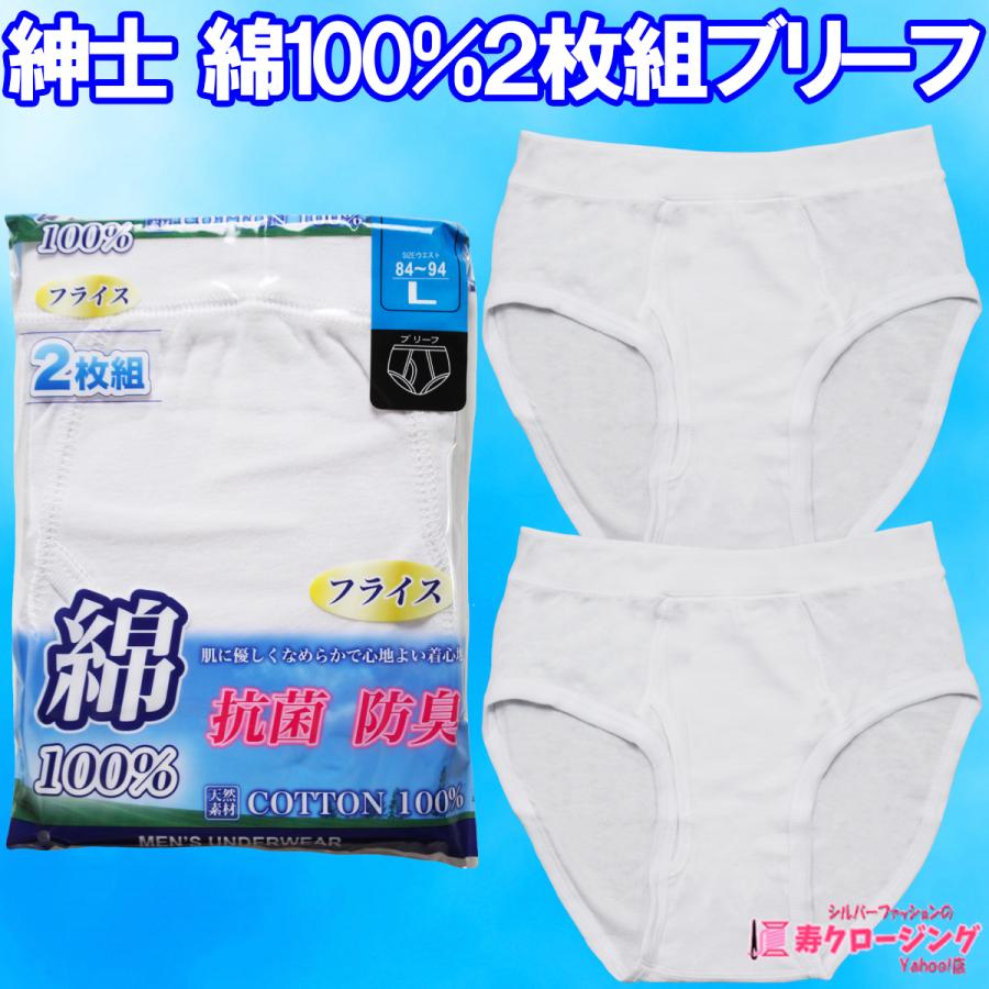 紳士 綿100％ 2枚組 ブリーフ パンツ 白 抗菌 防臭 肌に優しい 伸縮