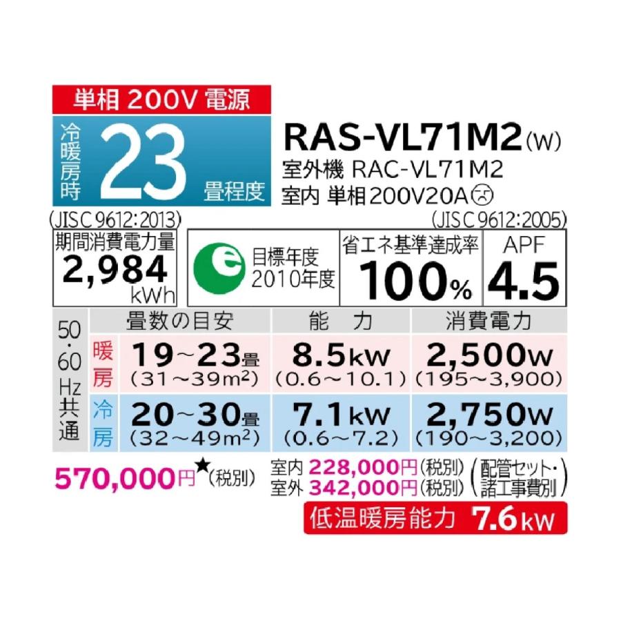 在庫あり】 日立 エアコン RAS-VL71M2-W 白くまくん Vシリーズ 主に23畳用(7.1kW) ※単相200V 送料無料(北海道、離島除く)  沖縄及び一部離島配送不可 :RASVL71M2W:エアコンのことぶきYahoo!店 - 通販 - Yahoo!ショッピング
