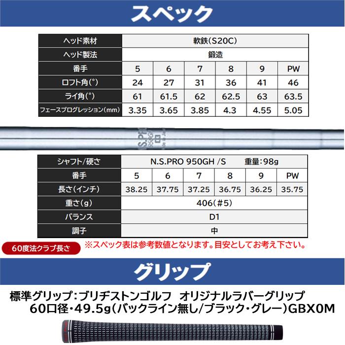 (2024 レフティモデル カスタム)ブリヂストン BRIDGESTONE 242CB+ アイアン6本セット(#5-PW)スチールシャフト/N.S.PRO 950GH(2024年11月8日発売)_11
