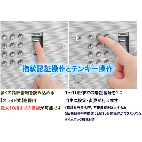 EIKOエーコー 小型耐火金庫 D-FACE DFS1-E テンキー＋鍵2個付き EIKO エーコー 耐火金庫 D-FACE＜2マルチロック（指紋認証