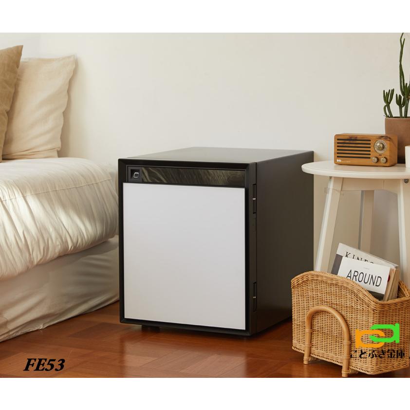 FE53 ホワイト（送料込み 設置も無料）ダイヤセーフ 金庫 家庭用 指紋認証式 耐火金庫 ダイヤモンドセーフ おしゃれ おすすめ 生体認証 暗証番号 1時間耐火の画像