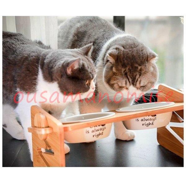 フードボウル 猫用 犬用 猫食器 犬食器 ペット ごはん皿 セラミック 2連 かわいい イラスト 台付き 高さ調節 調節可能 竹製 組み立て 食器 フードボール 予約販売 5 10営業日発送致します Vest Doctum Edu Br