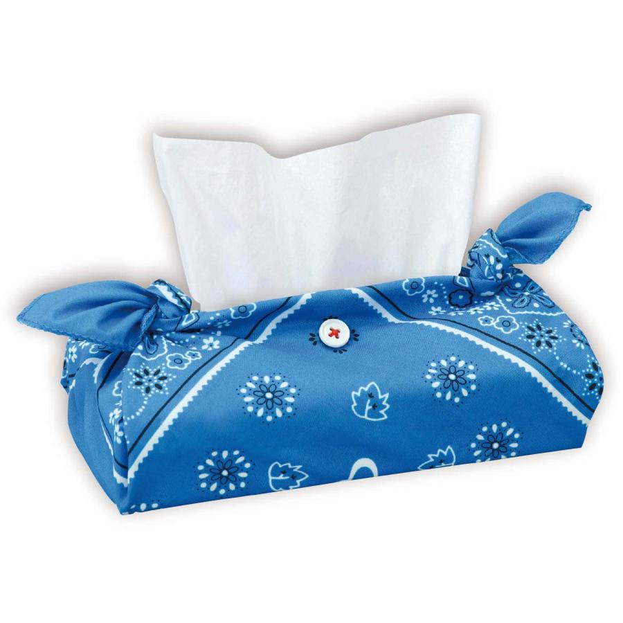 ティッシュボックスカバー⭐お値引き価格⭐ バンダナティッシュボックスカバー 青 アーテック : アートかぼす 文具