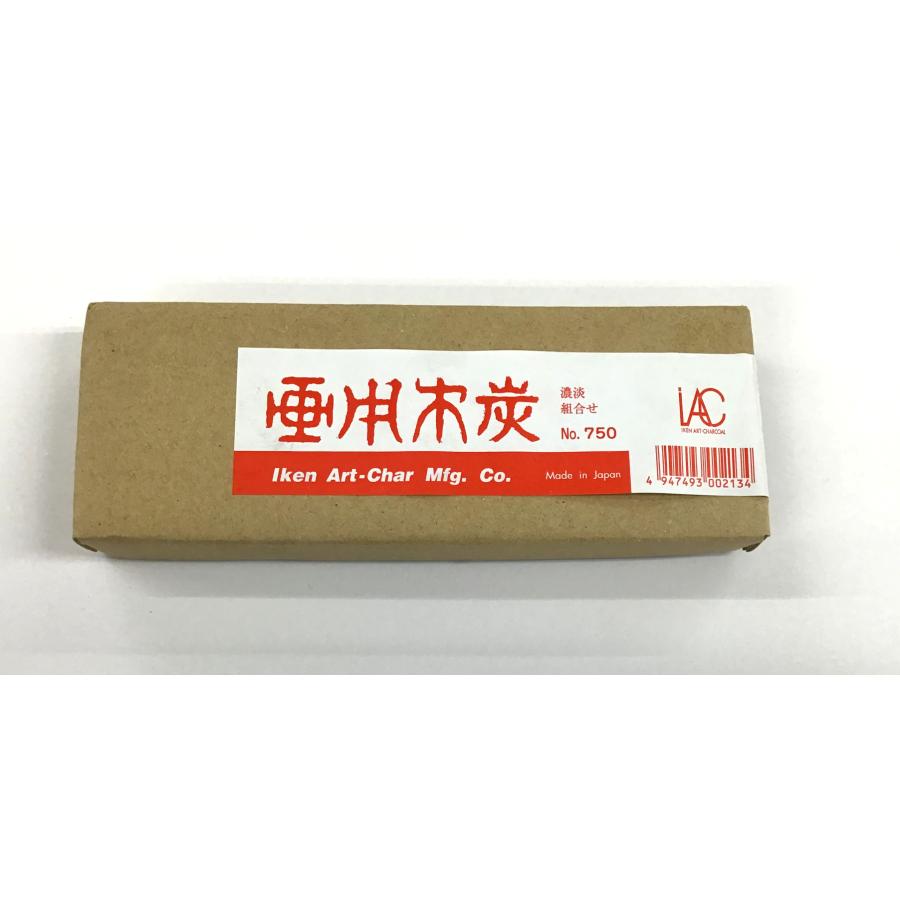 伊研 画用木炭 濃淡組合せ No.750 (濃淡三種類 No.361、600、800 各3本