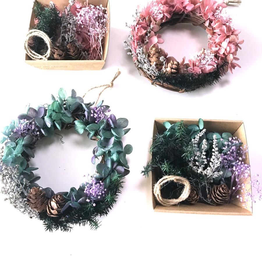 専用＊ アジサイ&カスミソウ リース(プリザ&ドライ) リース キット あじさい かすみ草 プリザーブドフラワーキット