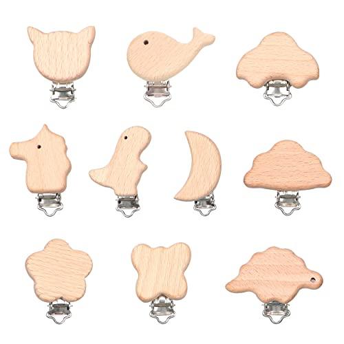 [木綿細工] ウッドクリップ 動物 10個 留め具 アクセサリーパーツ DIY 手芸用品 紛失防止
