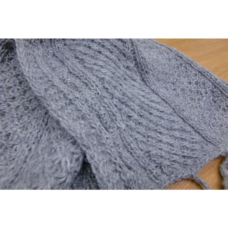 ベビーアルパカ100％ 手編みマフラー〔グレー〕 : オーガニック