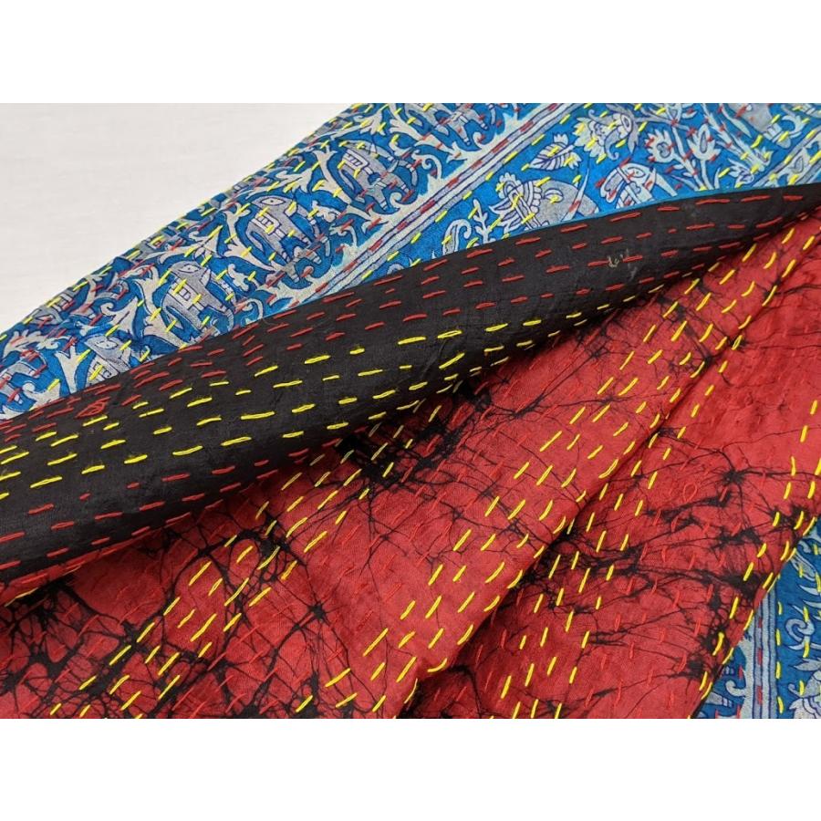 カンタ刺繍 シルクストール〔32〕 アップサイクル 手作り 1点物 大判