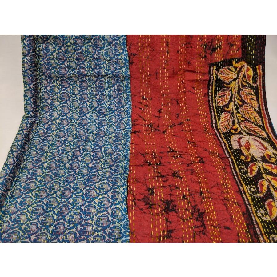 カンタ刺繍 シルクストール〔32〕 アップサイクル 手作り 1点物 大判