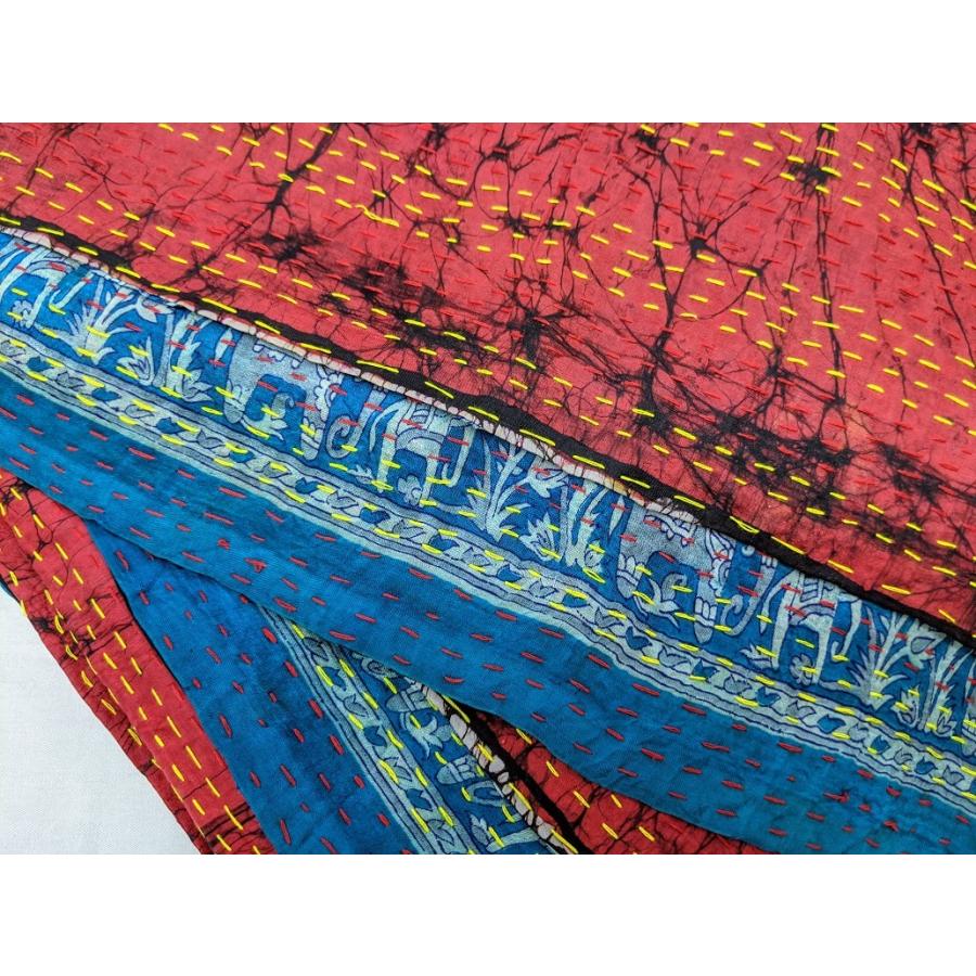 カンタ刺繍 シルクストール〔32〕 アップサイクル 手作り 1点物 大判