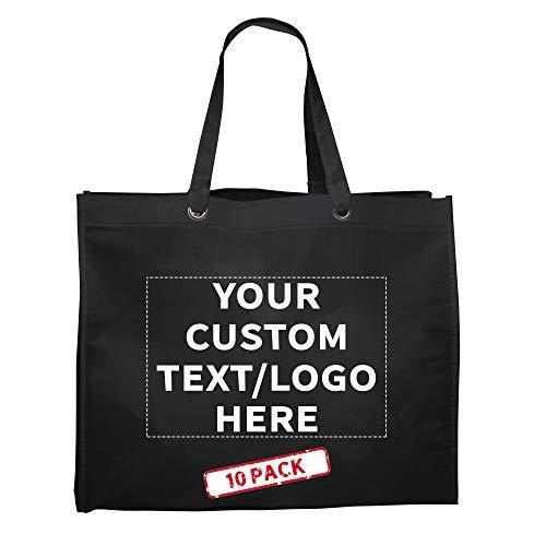日本産 ショッピングトートバッグ 10パック カスタマイズ可能なテキスト ロゴ 不織布補強トート 再利用 レビューで送料無料 Www Bodymindsoulcentre Com
